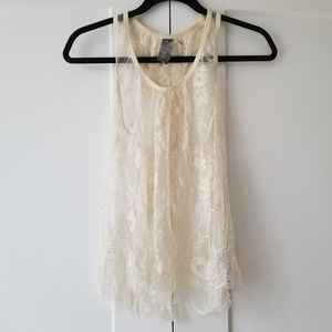 Sheer lace tank top